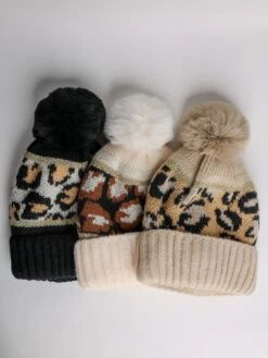 Leopard Pom Pom Beanie