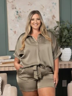 Elastic Waist Band W/ Tie Shorts | S-3X Set W/ Sku53501