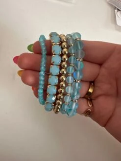 Smooth Texture Ball Bead Bracelet Set