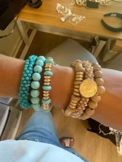 Coin Charm Beaded Bracelet Set