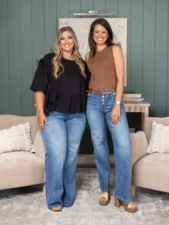 Risen Mid Rise Wide Leg Button Down Jeans | 0-3X