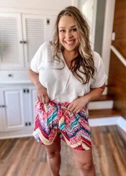 White Birch Print Knit Shorts | S-3X