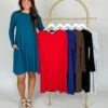 Zenana Long Sleeve Flare Dress W/ Round Neck & Pockets | S-3X *Final Sale*