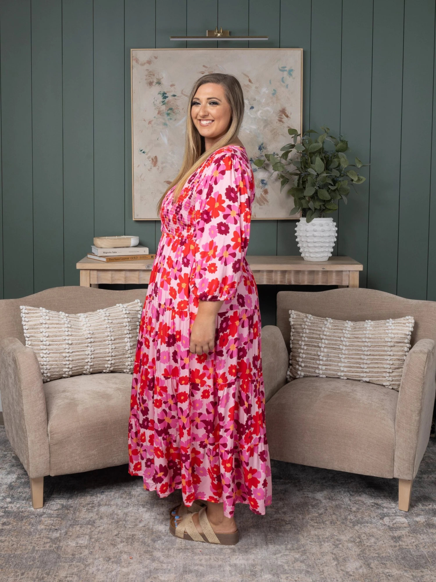 Floral Print Smocked Surplice Bodice Tiered Maxi Dress | S-3XL - Image 2