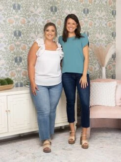 Risen Mid Rise Crop Straight Raw Edge Hem Jeans | 0-3X