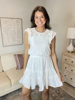 Crochet Lace Ruffle Sleeve Dress| S-3XL *Final Sale*