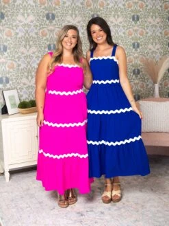 Ric Rac Lace Trim Tiered Midi Dress | S - 3XL