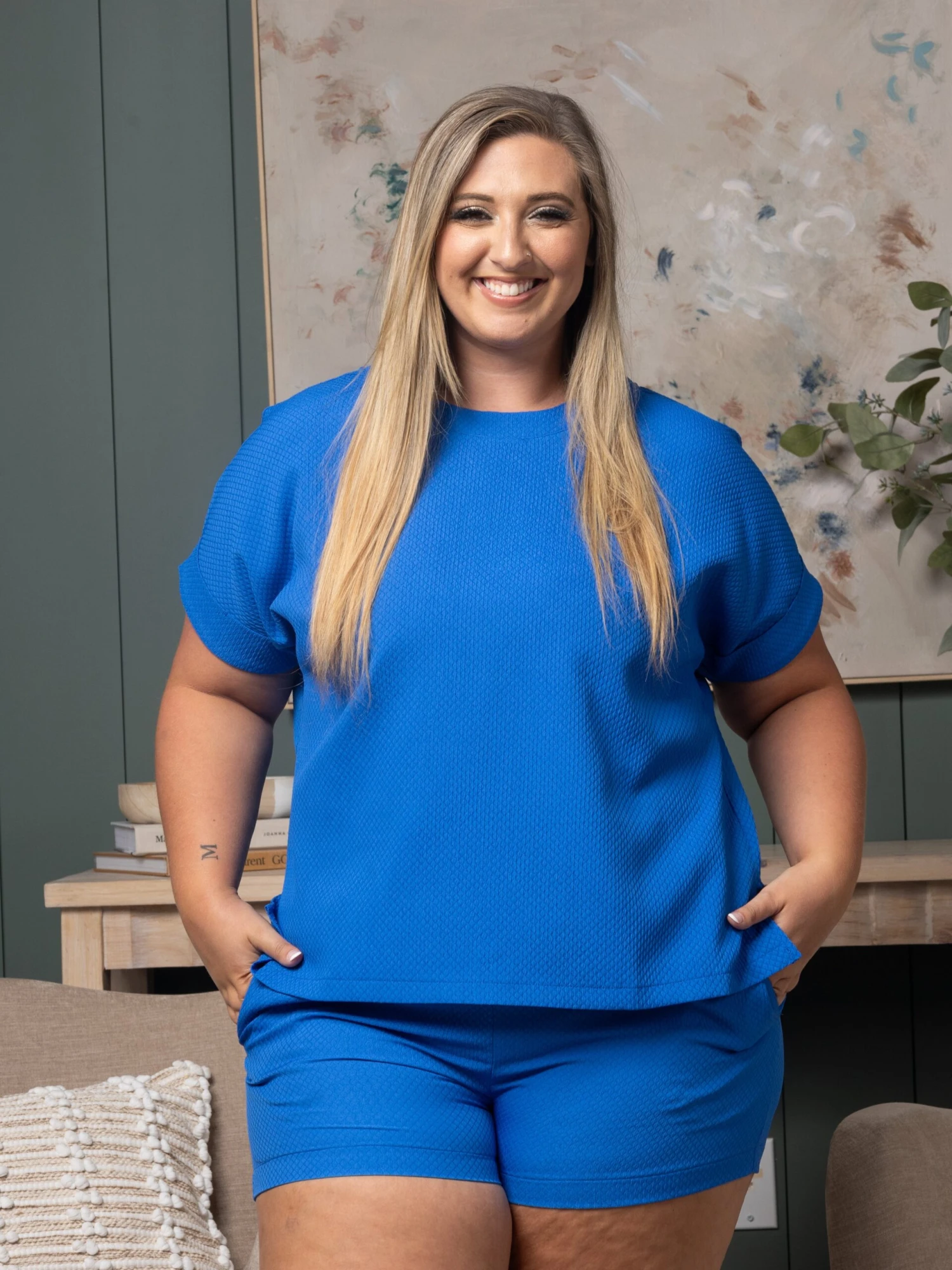 Elastic Waist Shorts W/ Pleats | S-L Set W/ Sku53066 - Image 3