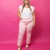 Risen High Rise Straight Leg Jeans- Soft Pink | 0-3X