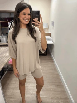 High Waisted Solid Knit Biker Shorts | S - 3X Set W/ Sku49995