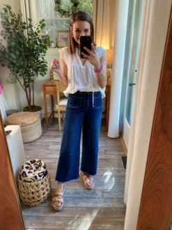 Mica Denim Cropped Wide Leg Raw Hem Jeans | 0-15