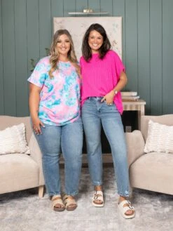 Judy Blue Mid Rise Medium Wash Destroy Straight Leg Jeans | 0-24W