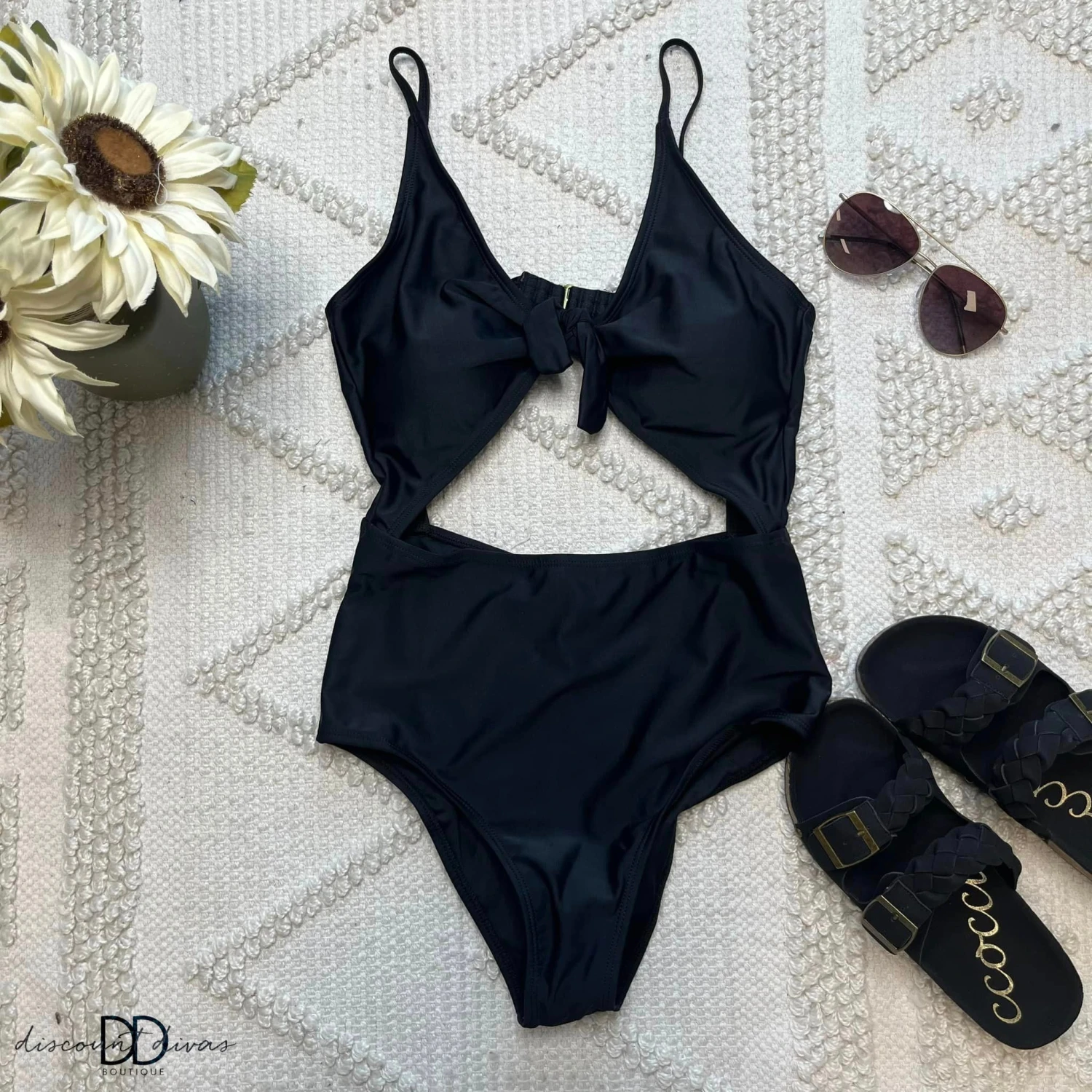 Tie Front Cut Out One Piece | S - 2XL *Final Sale*