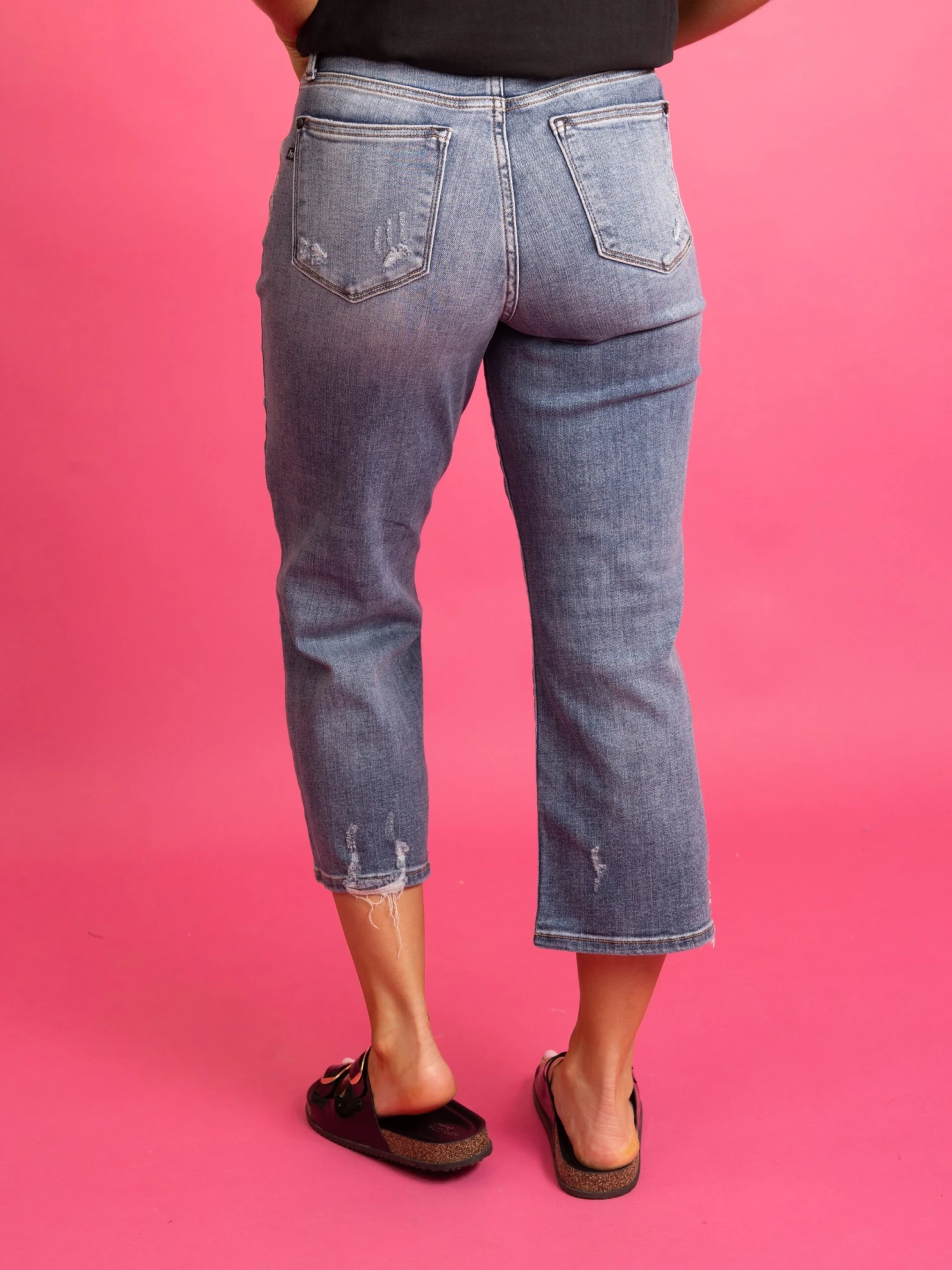 Judy Blue High Waist 5 Button Wide Leg Crop Jean W/ Distressing |0-24 - Image 3