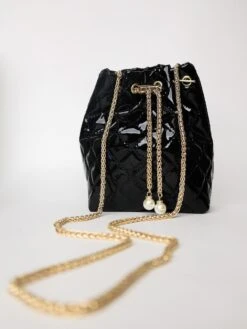 Metallic Bucket Bag With Crossbody Strap