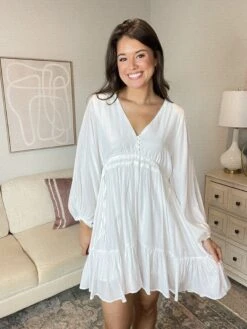 Elastic Waistband V-Neck Midi Dress | S - L