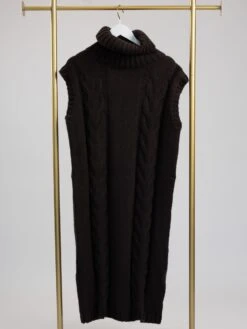 Sleeveless Turtle Neck Cable Knit Sweater Dress | S-L