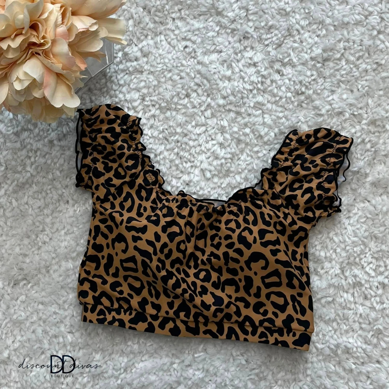 Coral Reef Off Shoulder Leopard Print Swim Top| S-3XL *Final Sale*
