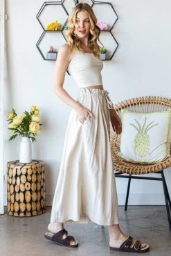 Oli & Hali Washed Pleats Detail Wide Leg Pants | S-XL