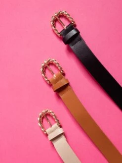 Twisted Textured Buckle Duo Belt Set*Final Sale*