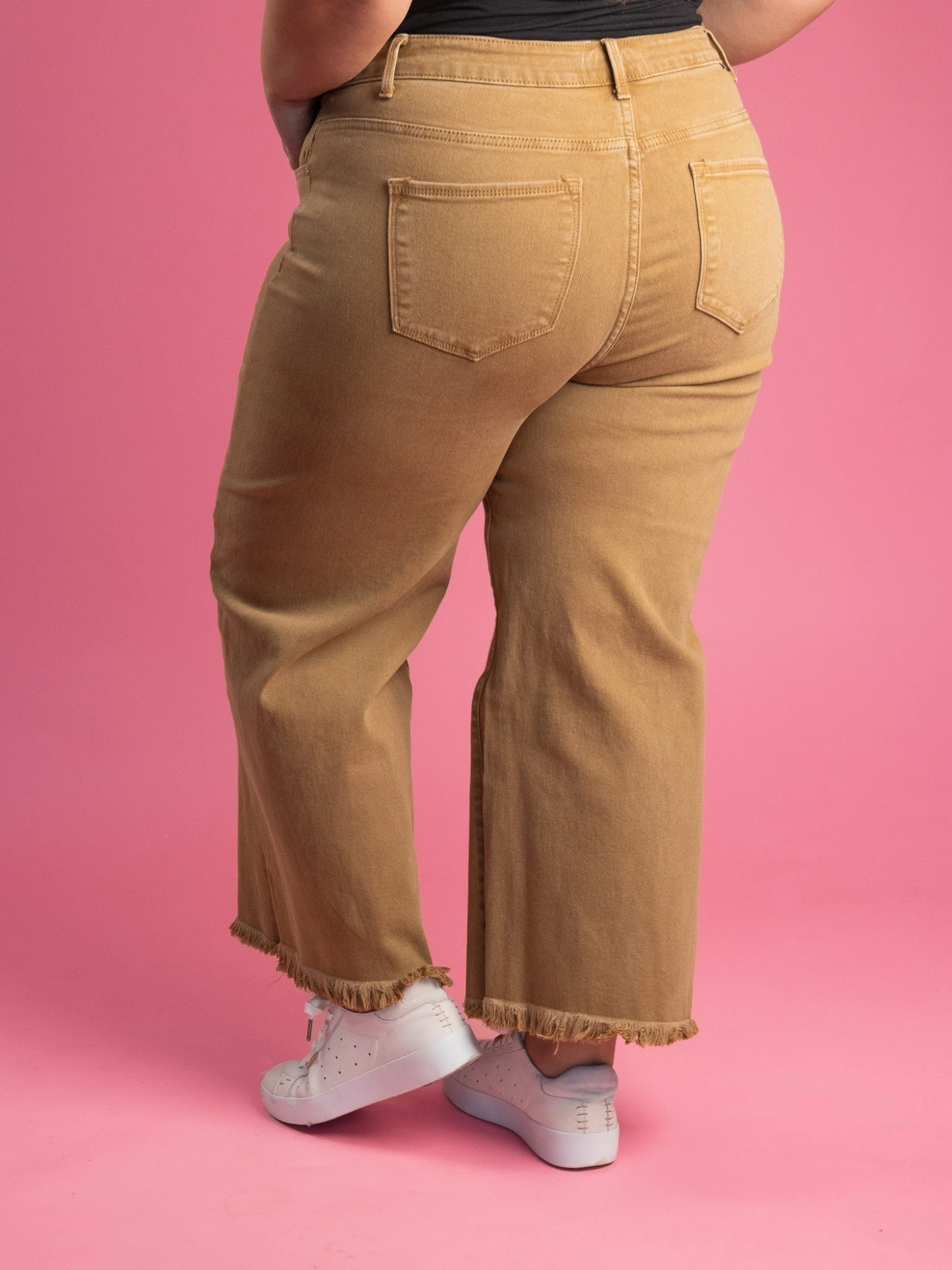 Risen High Rise Tummy Control Crop Wide Leg Frayed Pants | 0-3X - Image 3