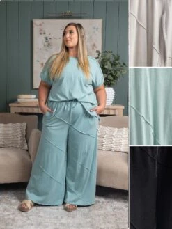 Washed Wide Leg Pant | S - 3XL Set W/ Sku52877