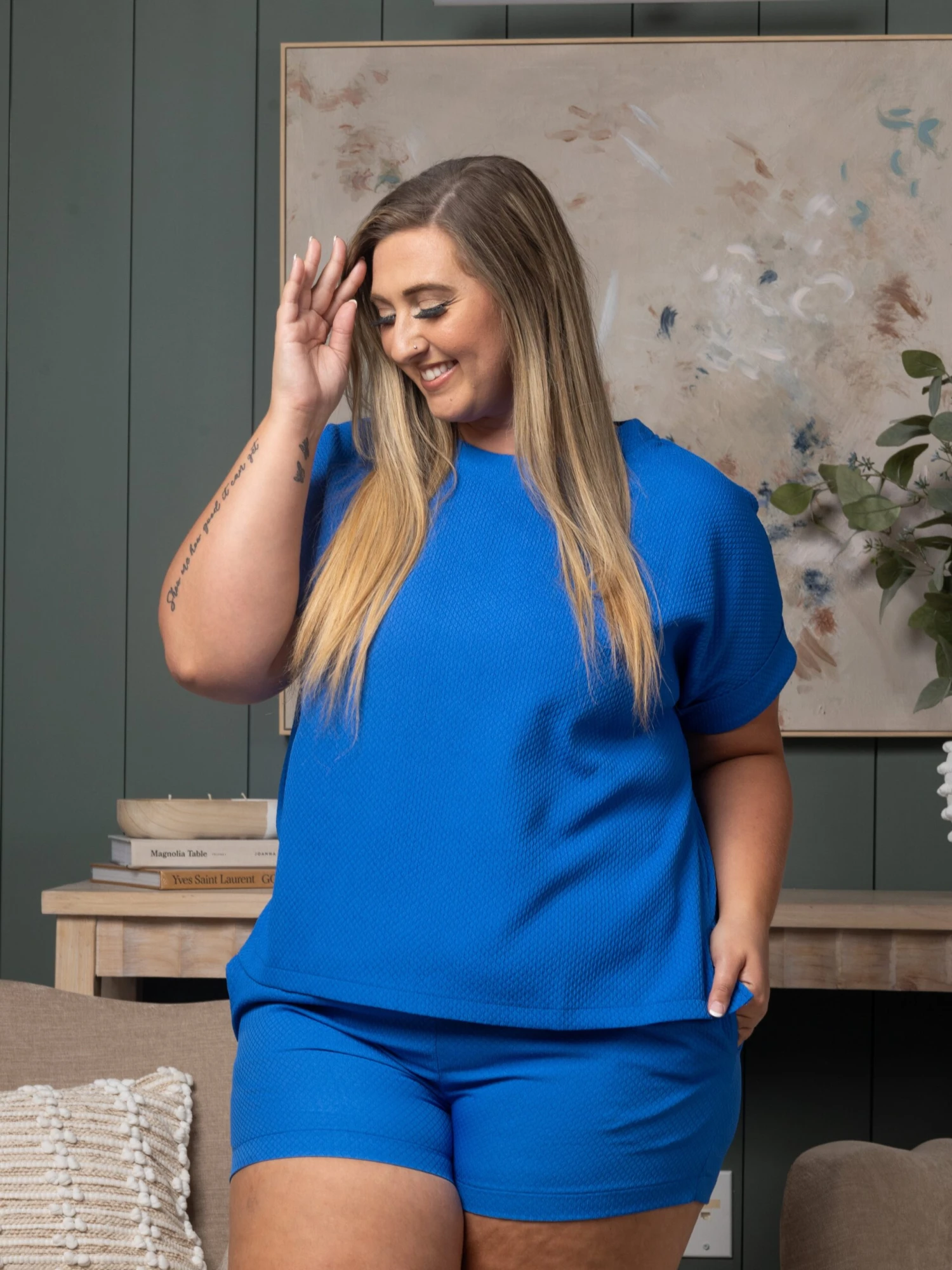 Elastic Waist Shorts W/ Pleats | S-L Set W/ Sku53066 - Image 2