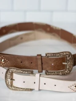 Floral Etched Buckle Belt