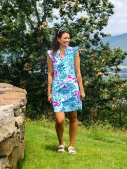 Sasha Pleated Cap Sleeve Shift Dress SPF 50 | XS-XL