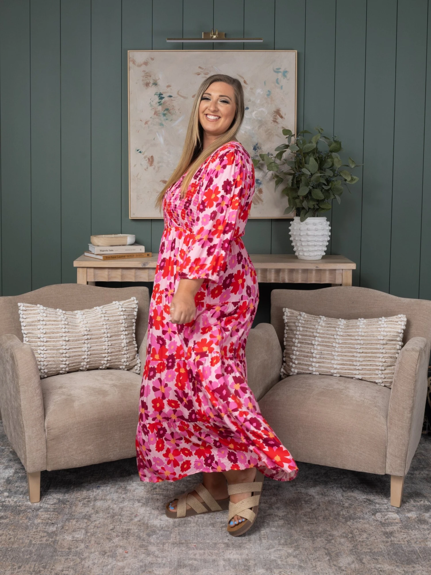 Floral Print Smocked Surplice Bodice Tiered Maxi Dress | S-3XL - Image 3