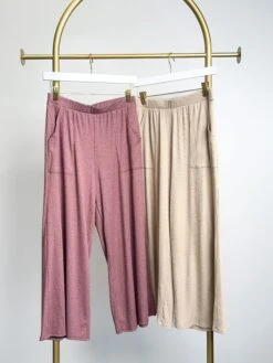 Solid Ribbed Wide Leg Pants W/ Pockets | S - 3XL SET W/ Sku47116