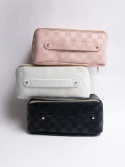 Zenana Vegan Leather Checkered Makeup Bag | *Final Sale*