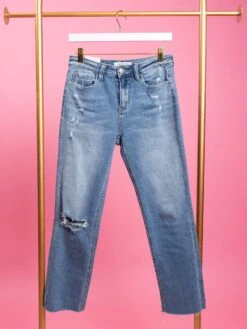 Vervet High Rise Slim Straight Jeans W/ Distressing | 0 - 22