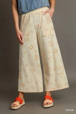 French Terry Wide Leg Elastic Waist Pants | S - L Set W/ Sku53924 Umgee