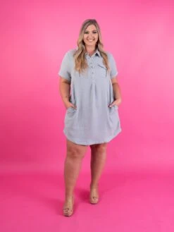 Cotton Gauze Button Up Short Sleeve Shift Dress | S - XL