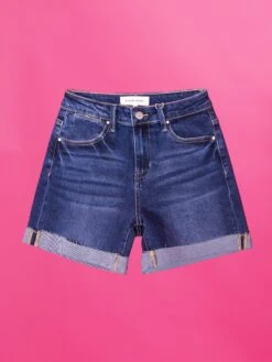 Risen High Rise Cuffed Shorts- Dark Wash | S-3X