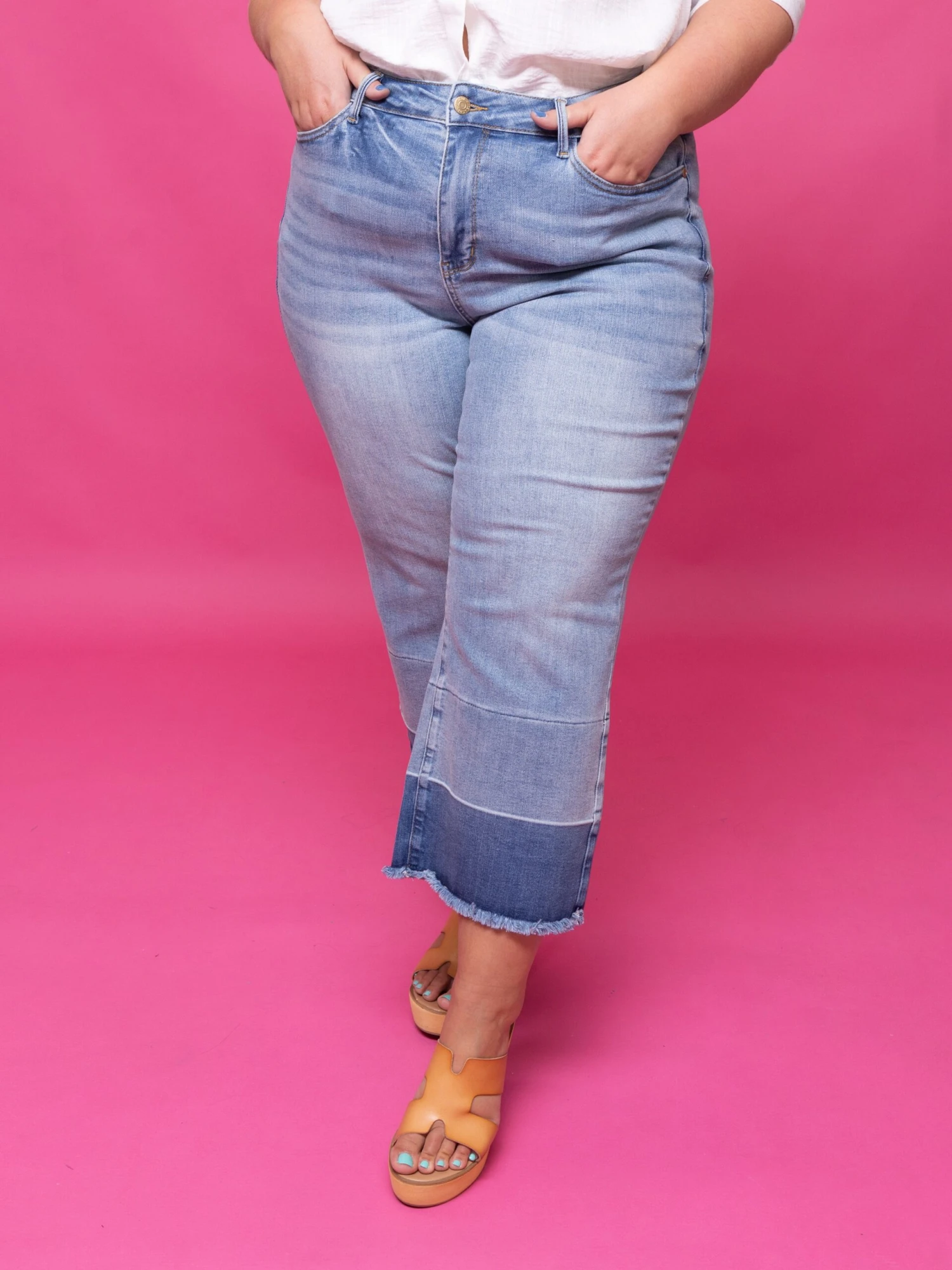 Judy Blue High Waist Release Hem Crop Wide Leg Pants | 0-24 - Image 2