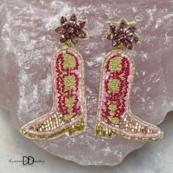 Sead Beed Western Boots Dangle Earring