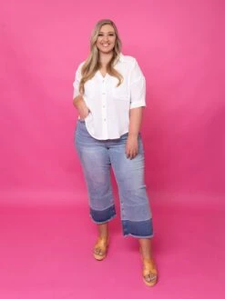 Judy Blue High Waist Release Hem Crop Wide Leg Pants | 0-24