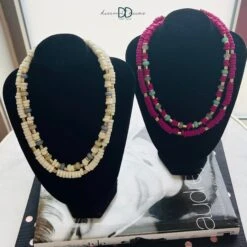 Color Wood Disc Beaded Layered Necklace