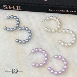 Textured Bead Open Hoop Earring