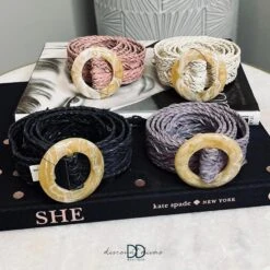 Fashion Straw Textured Round Acrylic Belt