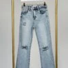 Risen Distressed High Rise Ankle Straight Leg Jeans | 0-3X