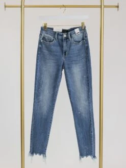 Judy Blue Mid Rise Shark Bite Hem Skinny Jeans | 0-24